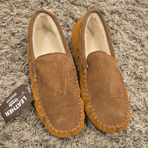 Men's Brown Leather Moccasins - Picture 1 of 7